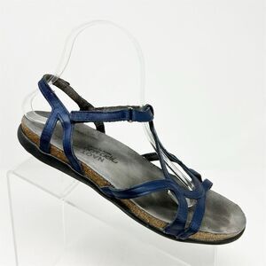 Naot Dorith Gladiator Metallic Blue Slingback Sandals Size 9 Summer Casual